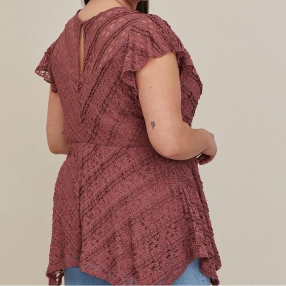 NWT Torrid Wild Ginger Lace Blouse Size 0 (Large) - Picture 3 of 8